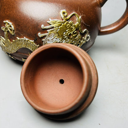Vintage Chinese Yixing Purple Clay Teapot Zisha Ceremony Dragon Tea Set Collect