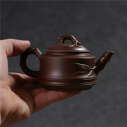 120ml Chinese Purple Clay Pottery Teapot Hand Carved Flower Pattern Plum Tea Pot