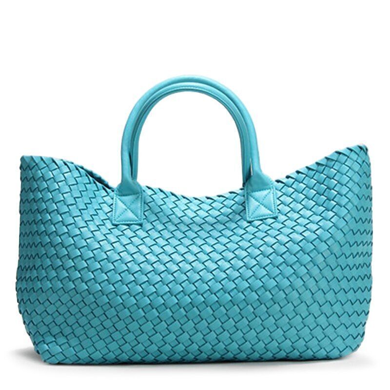 Woven Handbags Imitation Sheepskin Shoulder Bag Large Bucket Bag Women Leather
