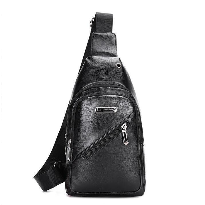 Leather Sling Bag for Men Chest Shoulder Crossbody Hiking Backpack Daypack Gifts