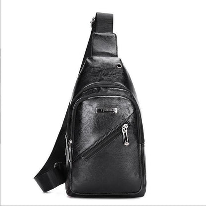Leather Sling Bag for Men Chest Shoulder Crossbody Hiking Backpack Daypack Gifts