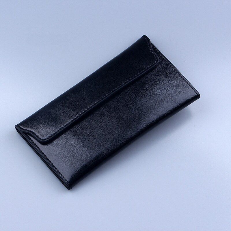 Leather Women Wallet Long Thin Purse Cowhide Multiple Cards Holder Clutch Bags