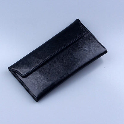 Leather Women Wallet Long Thin Purse Cowhide Multiple Cards Holder Clutch Bags