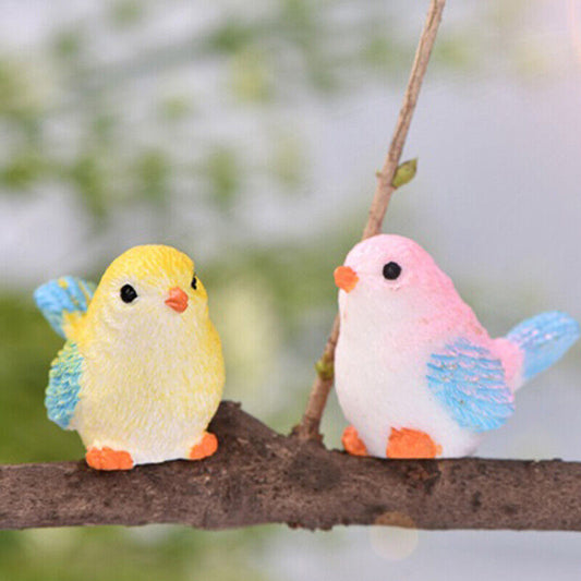 8pcs/set Cute Cartoon Colorful Fly Bird Sparrow Small Statue Figurine Ornam Lt1