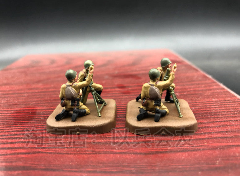 1/72 World War II Soviet 82MM Chaser+Soldier Model (2Pcs Mortar+4Pcs Soldier)