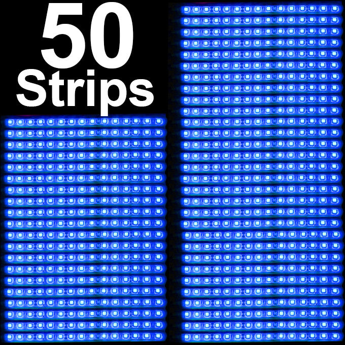 50 Pack ~12 Inch Flexible Blue LED Strips 12V DC, Each ~12" Strip has 15 LEDs