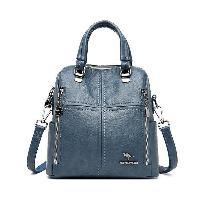 High Quality Leather Backpack Shoulder Bags Multifunction Travel School Bag 1 PC