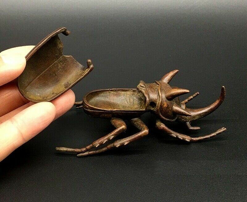 Brass Beetle Statue Insect Figurine Ashtray Decor Collection