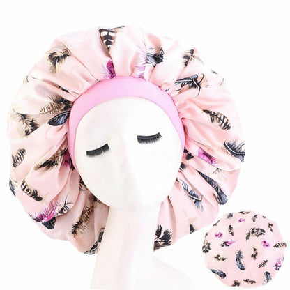 Sleep Night Cap Big Size Beauty Satin Silky Bonnet Head Cover Hat Curly Springy