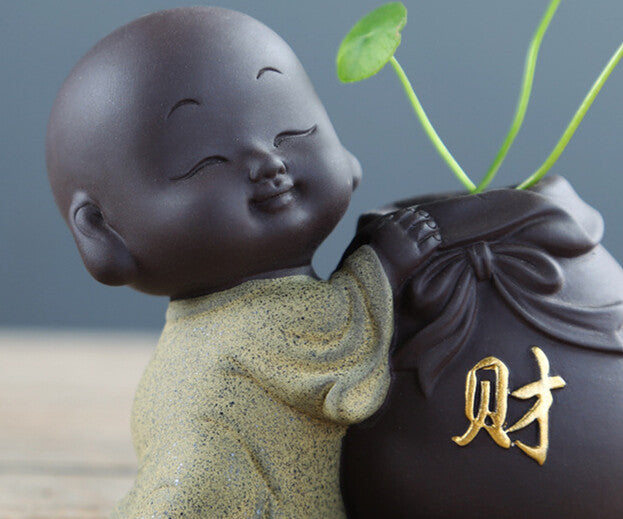 One Piece House Warming Gift Yixing Zisha Vase Small Tea Pet Little Kid Monk New