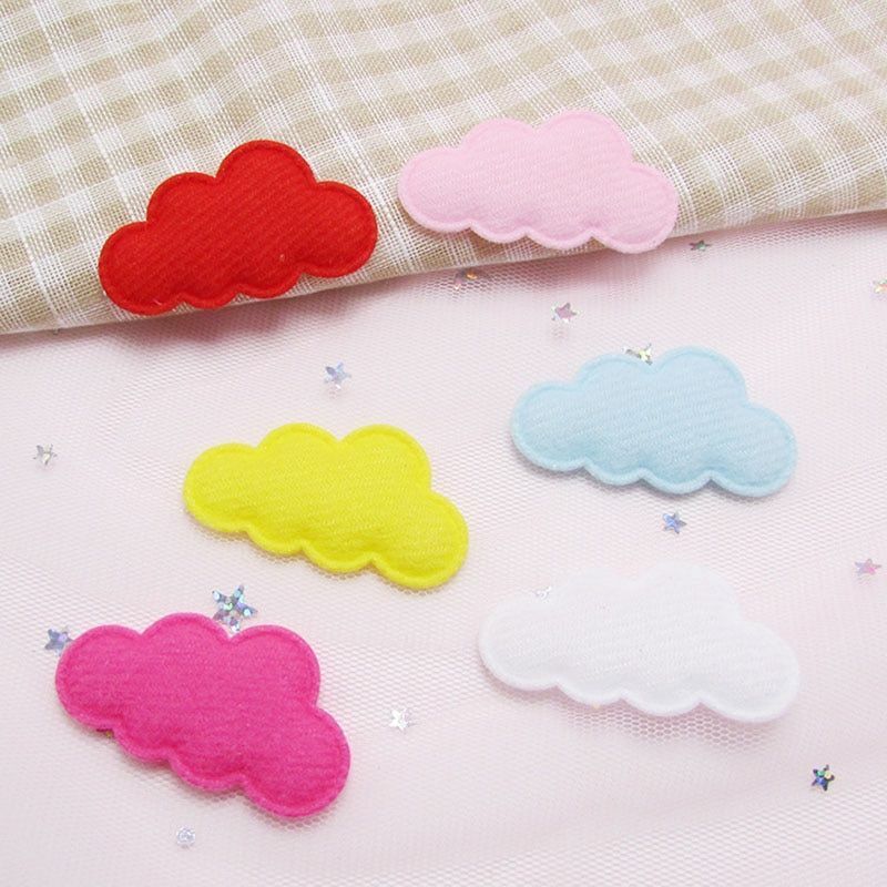 60Pcs/Lot 4.5x2.5cm Felt Cloud Padded Appliques Artificial Crafts Hairclip Patch