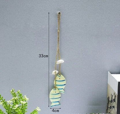 Hanging Decor Wooden Mediterranean Starfish Scallop Fish Pendants Home Ornaments