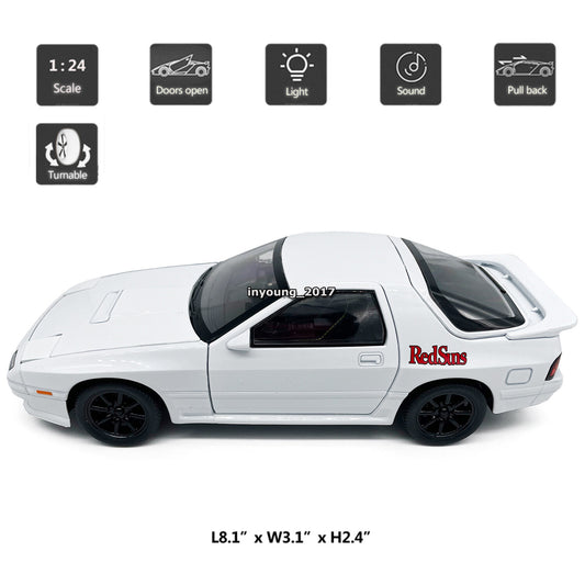 1/24 Mazda RX-7 FC3S Model Car Diecast Toy Vehicle for Boys Kids Gifts White