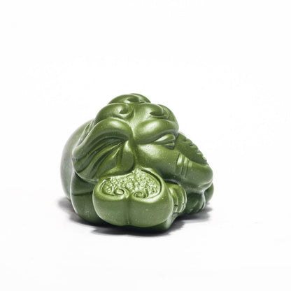 Yixing Zisha Green Clay Tea Pet Elephant Good Luck Statue Handmade Tea Play New