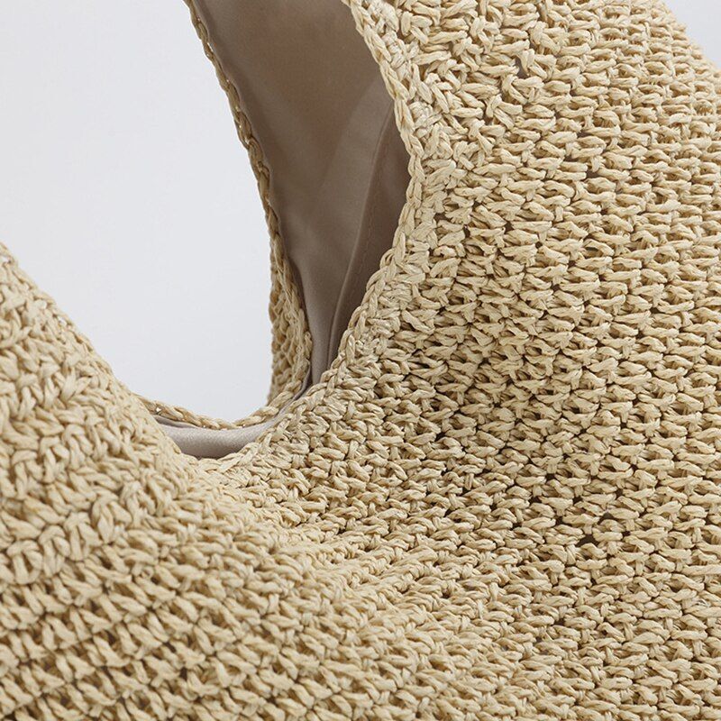 Women Beach Bag Woven Straw Party Shoulder Travel Luxury Tote Fashion Simple Big