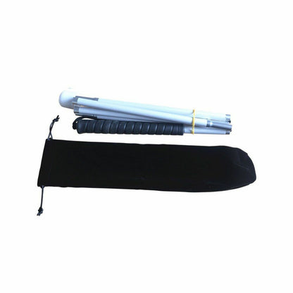 125cm-155cm Aluminum White Cane Black Rubber Handle 6 Joints Fold Walking Stick