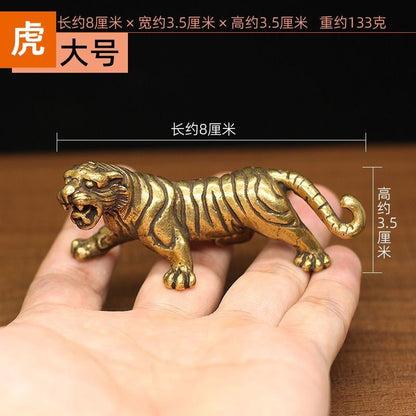 Solid Brass Tiger Figurine Statue Decor Ornament (Large Size)