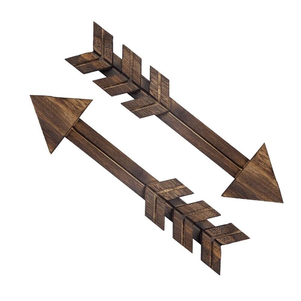 Wall Decor 2Pcs Rustic Wood Sign Pediments Dark Wooden Arrows Farmhouse Ornament