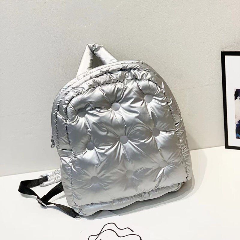 Backpack Fashion Feather Down Shoulder Bags Large Capacity School Bag 30*12*33CM