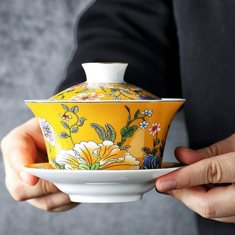 300ml Ceramic Gaiwan Tea Cup Saucer Tea Bowl Kungfu Teaware Tureen Tea Ceremony