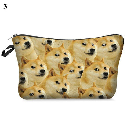3D Pug Dog Printed Cosmetic Bag Cute Makeup Organizer Bag Travelling Handbag 1PC