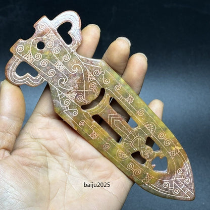 Ancient China Old Jade Collection Pendant Chinese Old Coin Craft Ornament