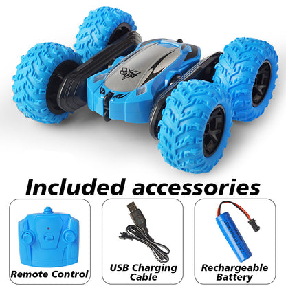 Remote Controlled Double-Sided Stunt Car with Rechargeable Battery (Blue)