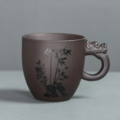 Tradition Purple Clay Teacup with Handle Tea Cup Customized Household Tea Sets