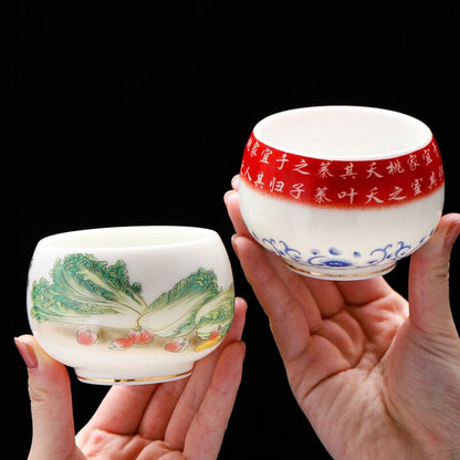 200ml Mug Fat Mutton Jade Porcelain Tea Cup Chinese Kungfu Master Cup Painted