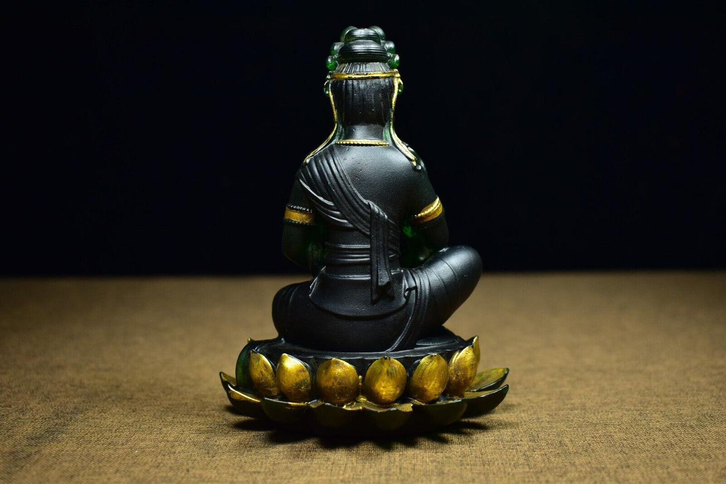 Collectible China ancient Coloured glaze handmade lotus Guanyin buddha statue