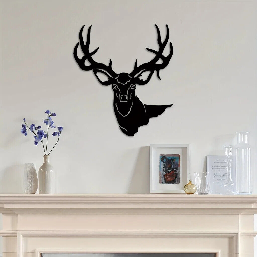 1pc, 3D Deer Head Metal Wall Art - Elegant Home and Office Decor