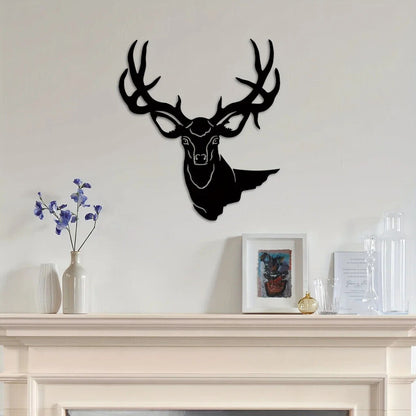 1pc, 3D Deer Head Metal Wall Art - Elegant Home and Office Decor