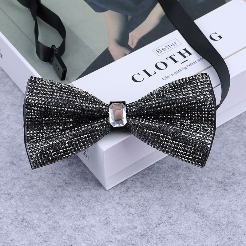 Men Rhinestone Bow Tie Shining Crystal Collar Bowtie Luxury Wedding Banquet Knot
