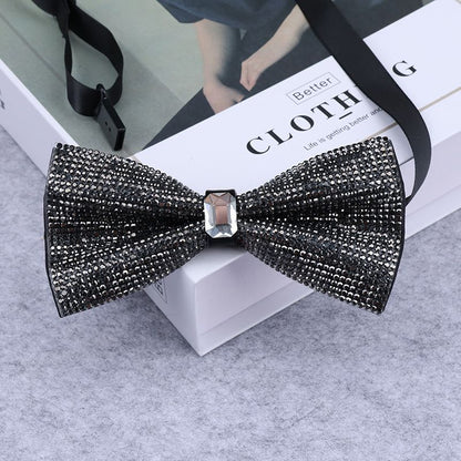 Men Rhinestone Bow Tie Shining Crystal Collar Bowtie Luxury Wedding Banquet Knot