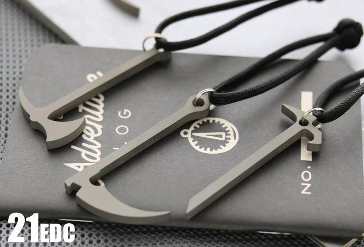 EDC Titanium Multifunctional Crowbar Axe Bottle Opener Keychain Necklace Pendant