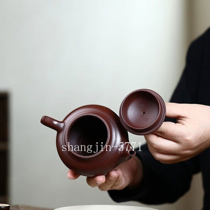 True Yixing Zisha Purple Grit Tea Pot Marked Purple Zhu Clay Master Pot 9 Holes