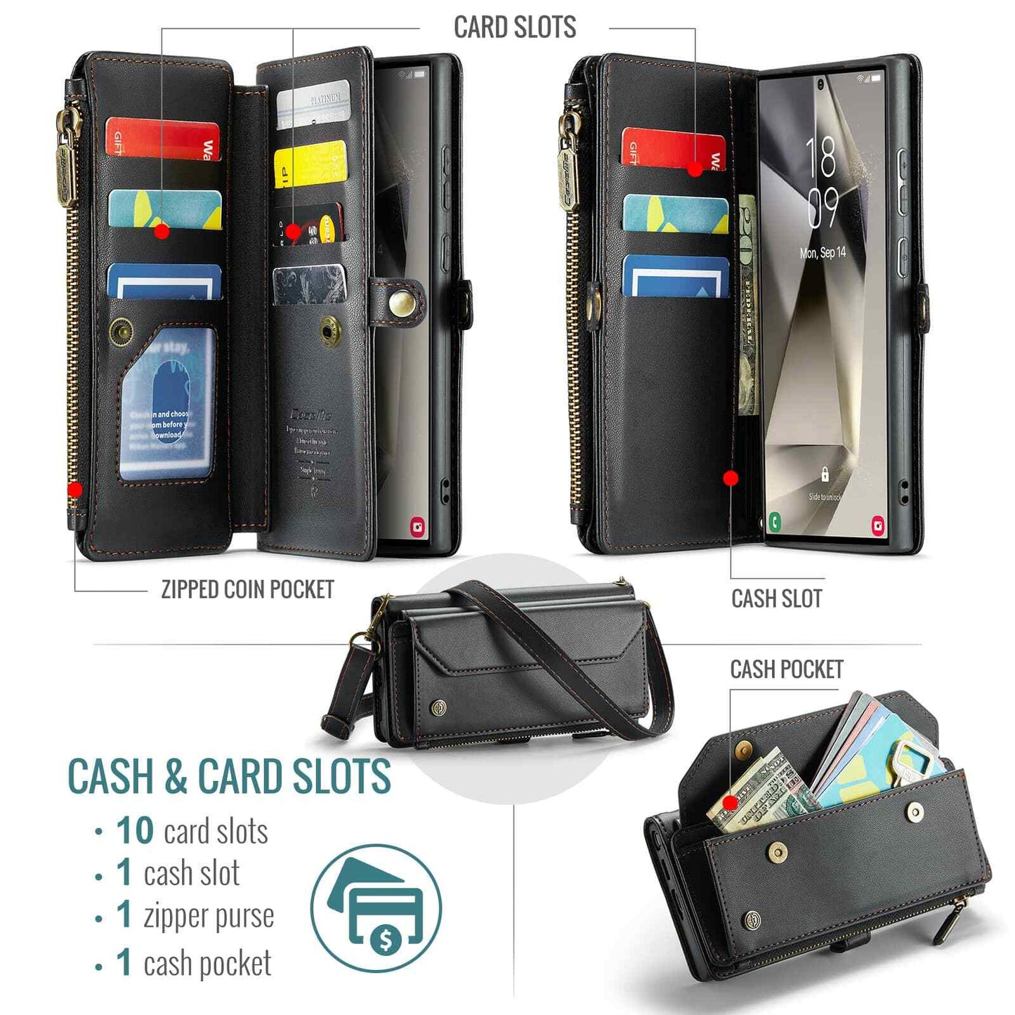 Crossbody for Samsung Galaxy S25 Ultra S25+ Plus Case Wallet with Card Holder