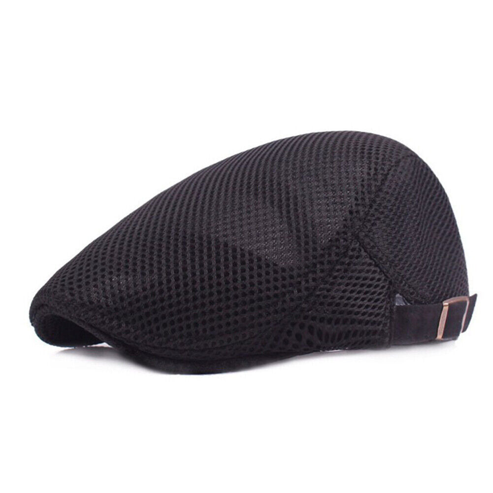 Unisex Casual Beret Hat Flat Cap Breathable Mesh Cap Newsboy Style Adjustable