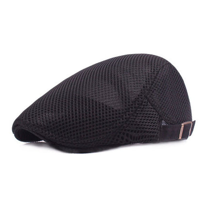 Unisex Casual Beret Hat Flat Cap Breathable Mesh Cap Newsboy Style Adjustable