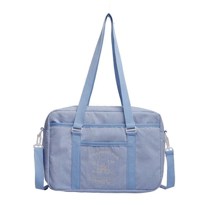 Shoulder Bag Corduroy Shopper Cartoon Embroidered Bear Letter Handbag 35*10*25CM