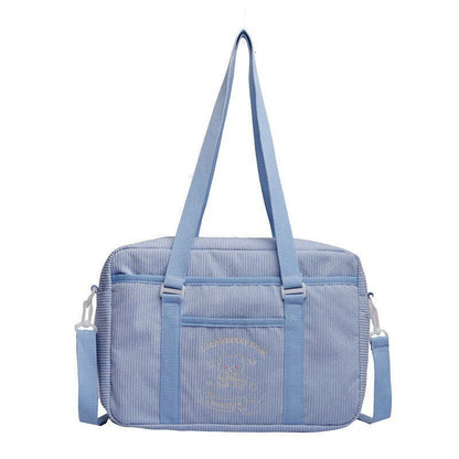 Shoulder Bag Corduroy Shopper Cartoon Embroidered Bear Letter Handbag 35*10*25CM