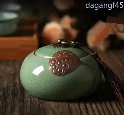 Ice Crack China Tea Caddy Pretty Tea Pot Storage Canister Ceramic Tea Jar Box