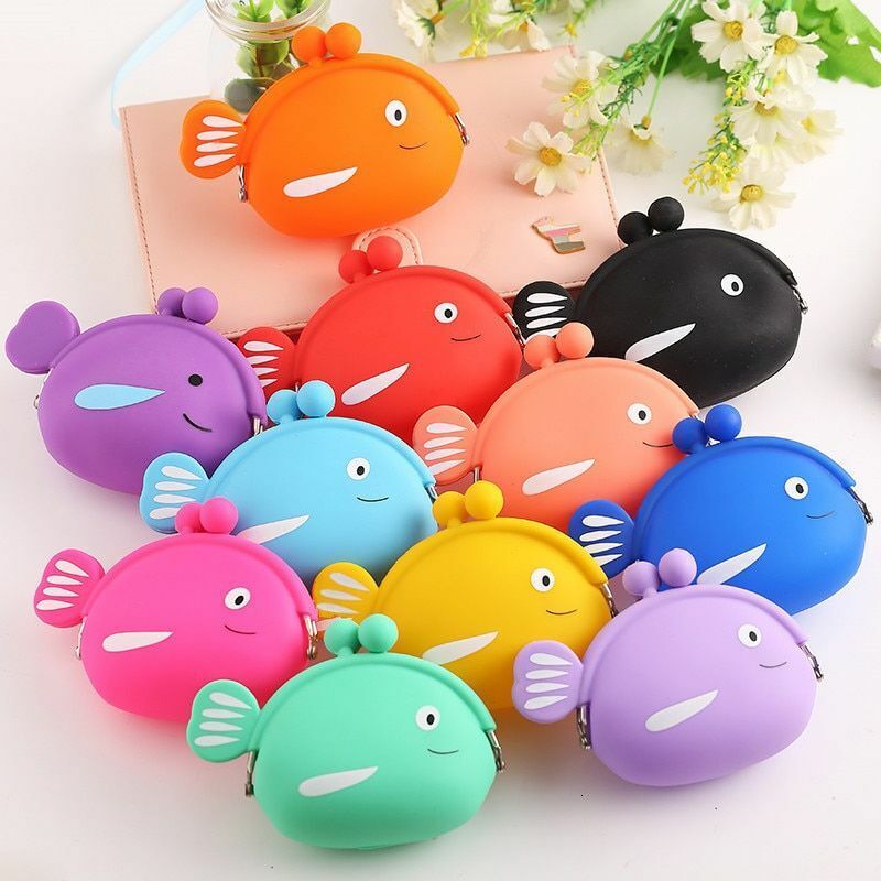 Coin Purse Cartoon Fish Animal Pouch Women Girls Small Wallet Soft Silicone Bag