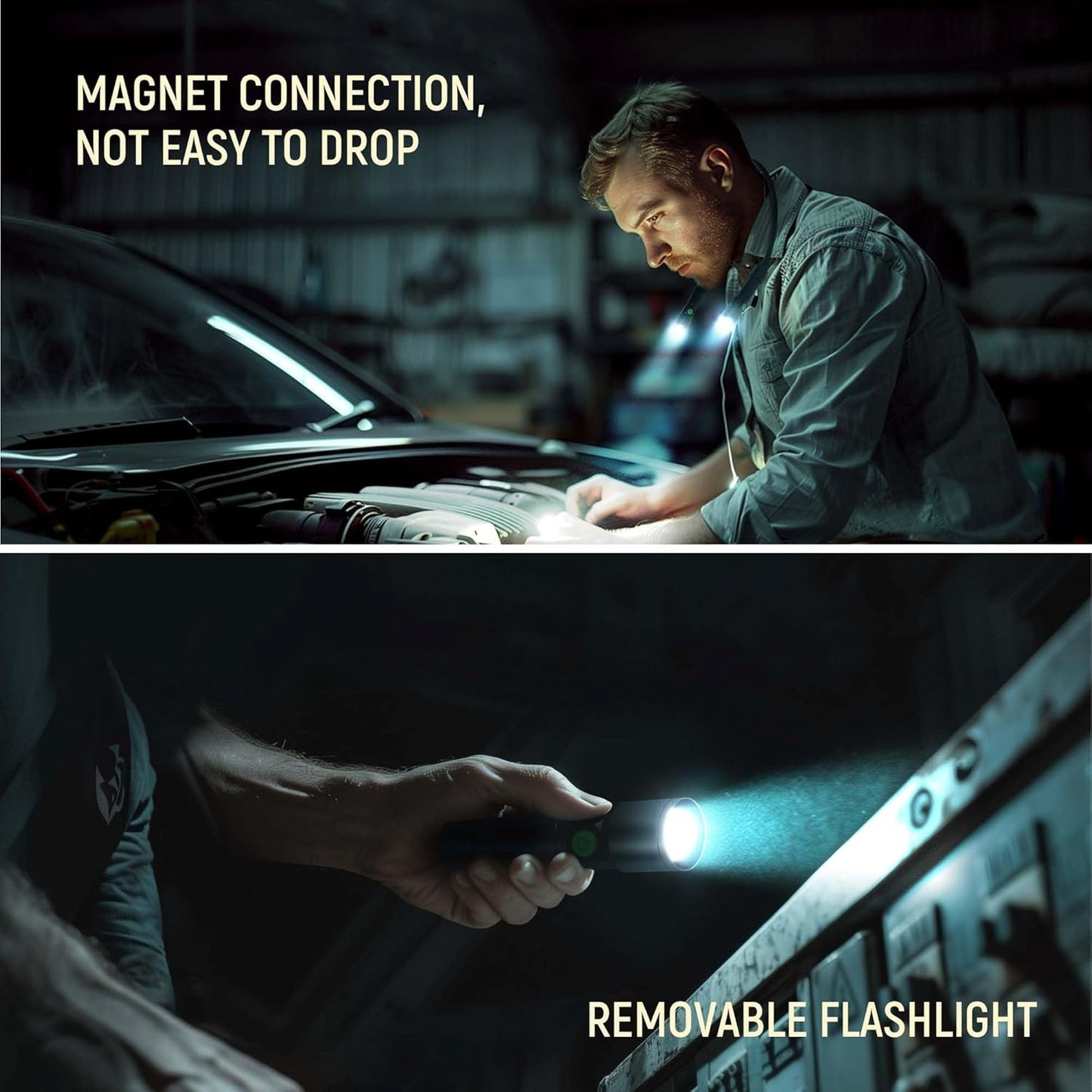 LED Neck Light, 2Pack 1800Lumens Rechargeable Neck Flashlight with Magnetic Base
