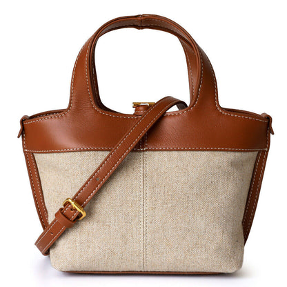 Small Mini Leather Canvas Tote Purse Shoulder Bag Tote Clutch Crossbody Handbag