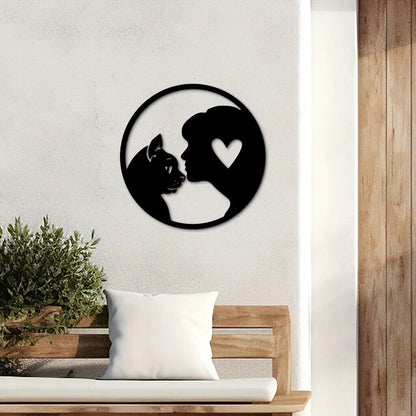 Metal Cat Lover Wall Decor, People And Cats Hanging Decor, Decorative Hangings