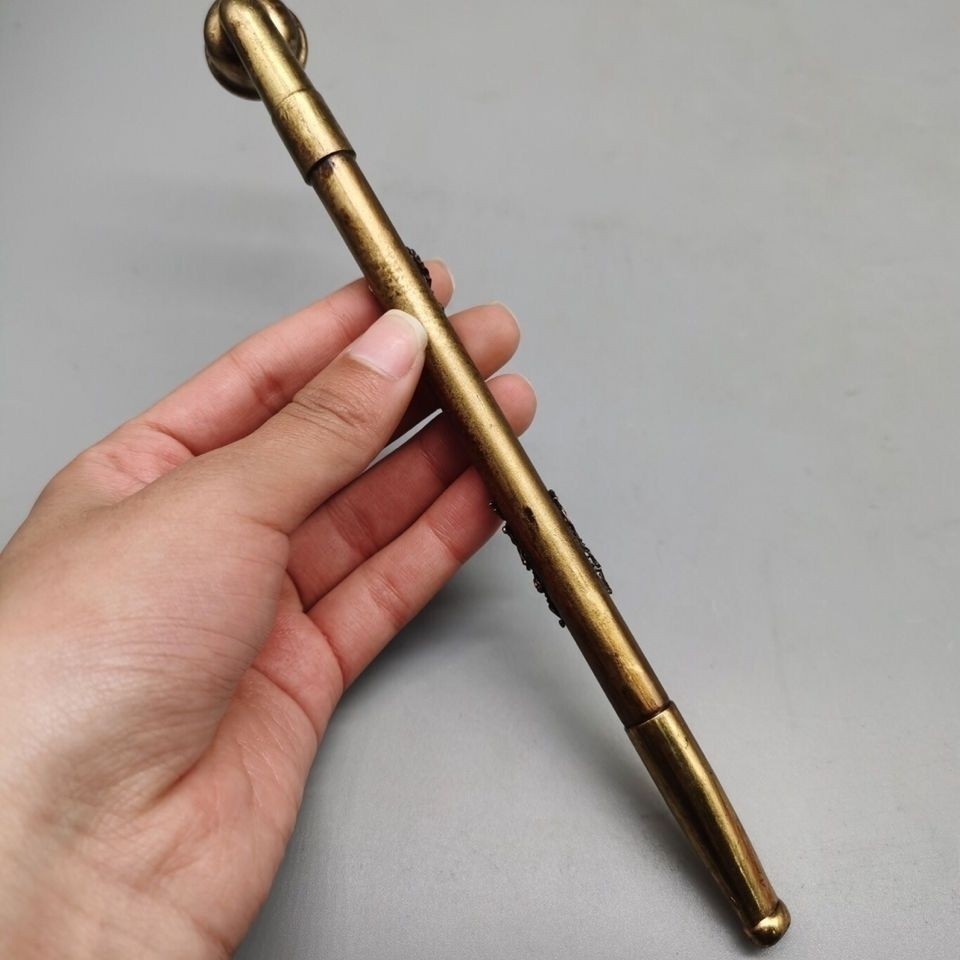 Vintage Brass Detachable Tobacco Pipe | 23cm Old-Style Smoking Pipe for Men