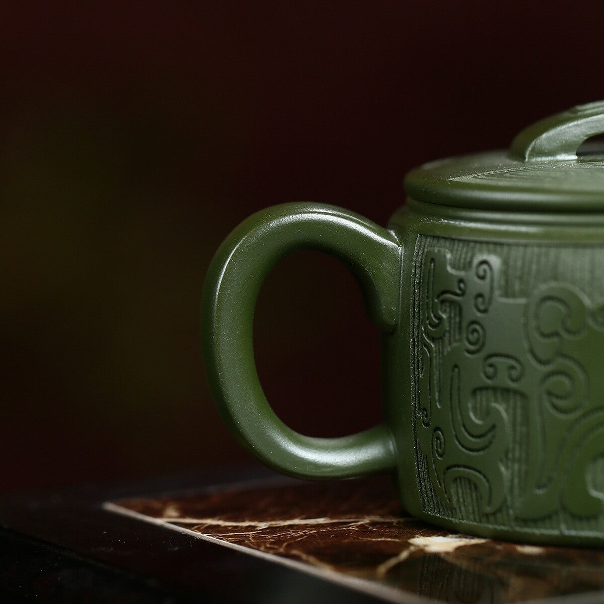 Tea Pot Handmade Carved Hanwa Pot Big Opening Mouth Marked Yixing Zisha Clay New