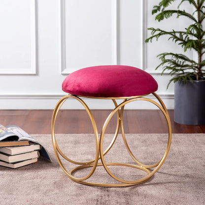Metallic Ottoman Stool for Bedroom Living Room Pouffes Side Table for Sitting