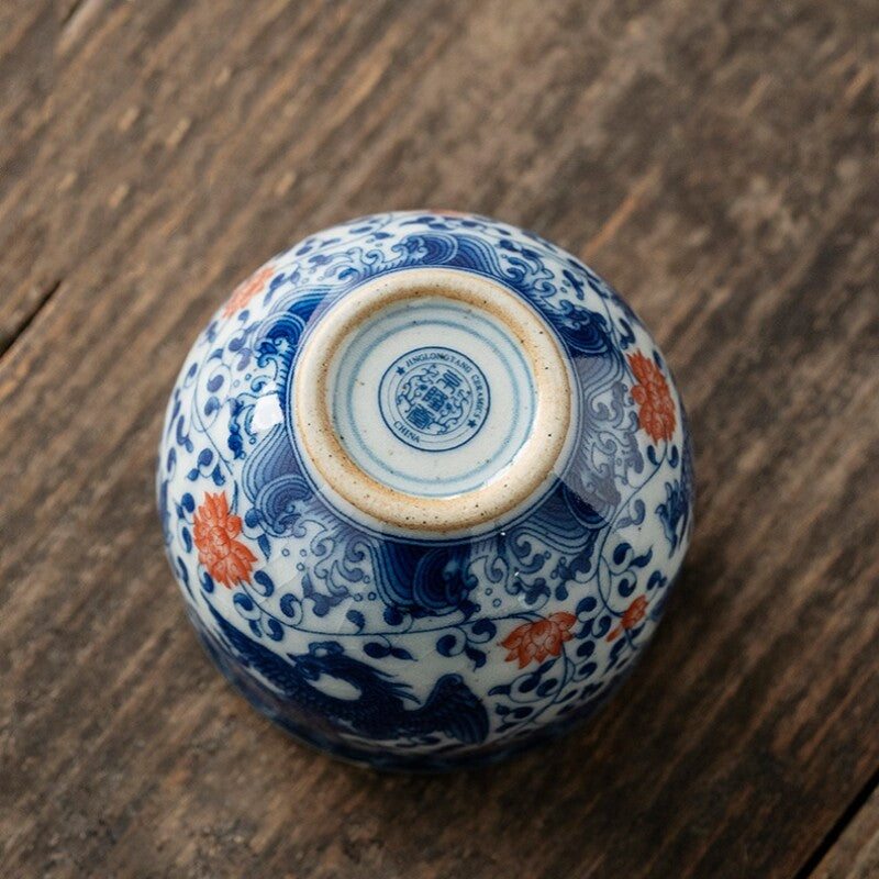 Jingdezhen Porcelain Tea Cup Handpainted Dragon Print Master Cup 65ml Ceramic